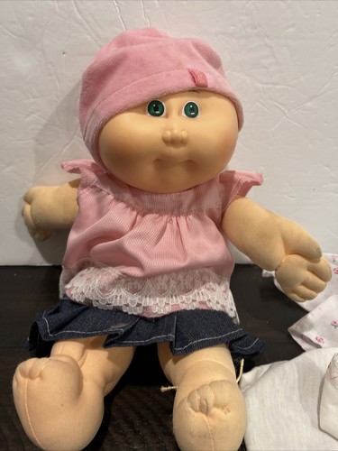 Cabbage Patch Kids Preemies Bald Green Eyes Baby Doll 2002 Clothes