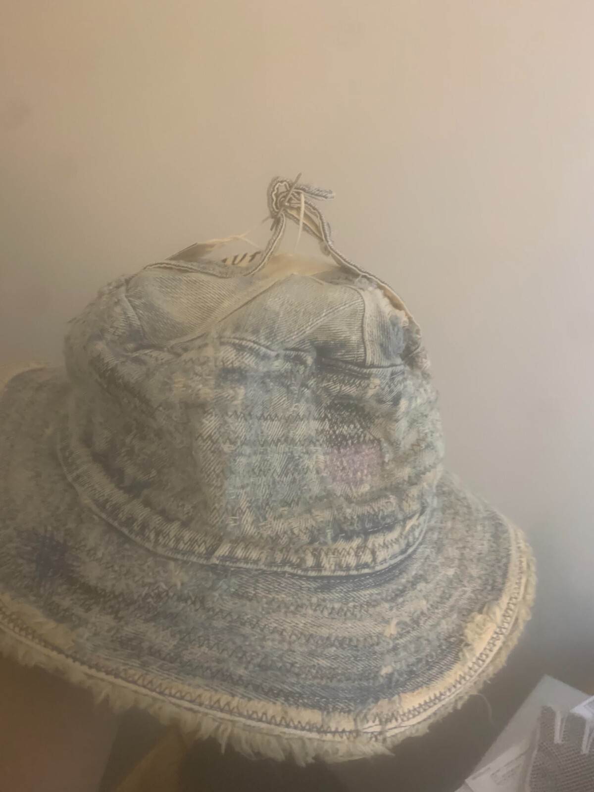 Kapital Kountry Old Man and the Sea” Distressed Denim Bucket Hat