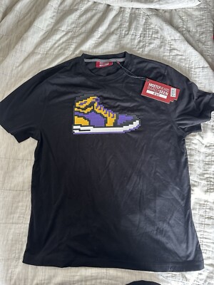 8 Bit Mostly Heard Rarely Seen Mens Shirt Lakers Shoe Graphic Tee Size Large