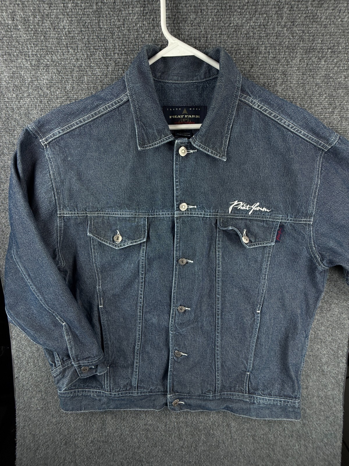 VTG Phat Farm Denim Jacket Men XL Buttons Y2K Streetwear Hip