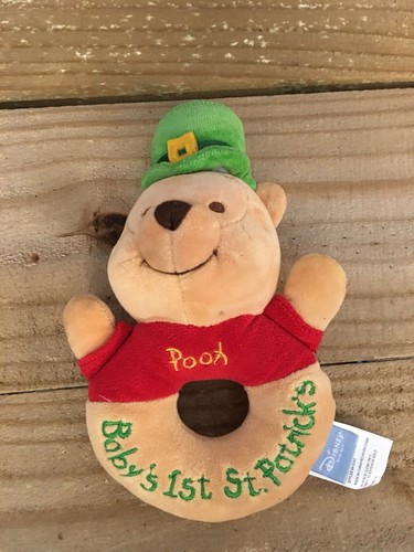 Disney Baby Winnie the Pooh Baby’s 1st St. Patrick’s Plush Ring Rattle