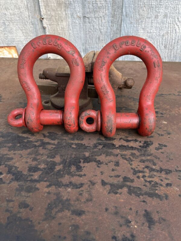 Crosby 9 1/2 Ton Clevis Rigging Towing Shackles 19,000 Lbs 1&1/8" Usa Nice Cond.