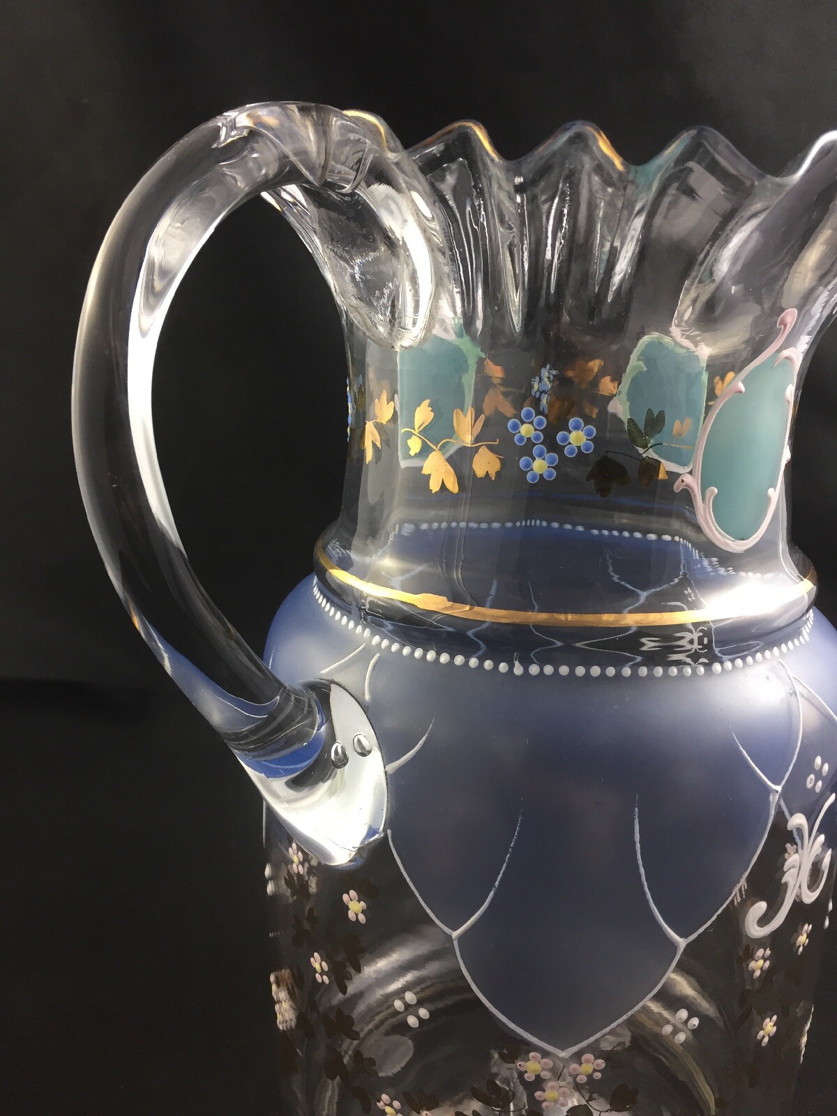 ?? Antique Victorian Frosted & Enamel Decorated 10 1/2