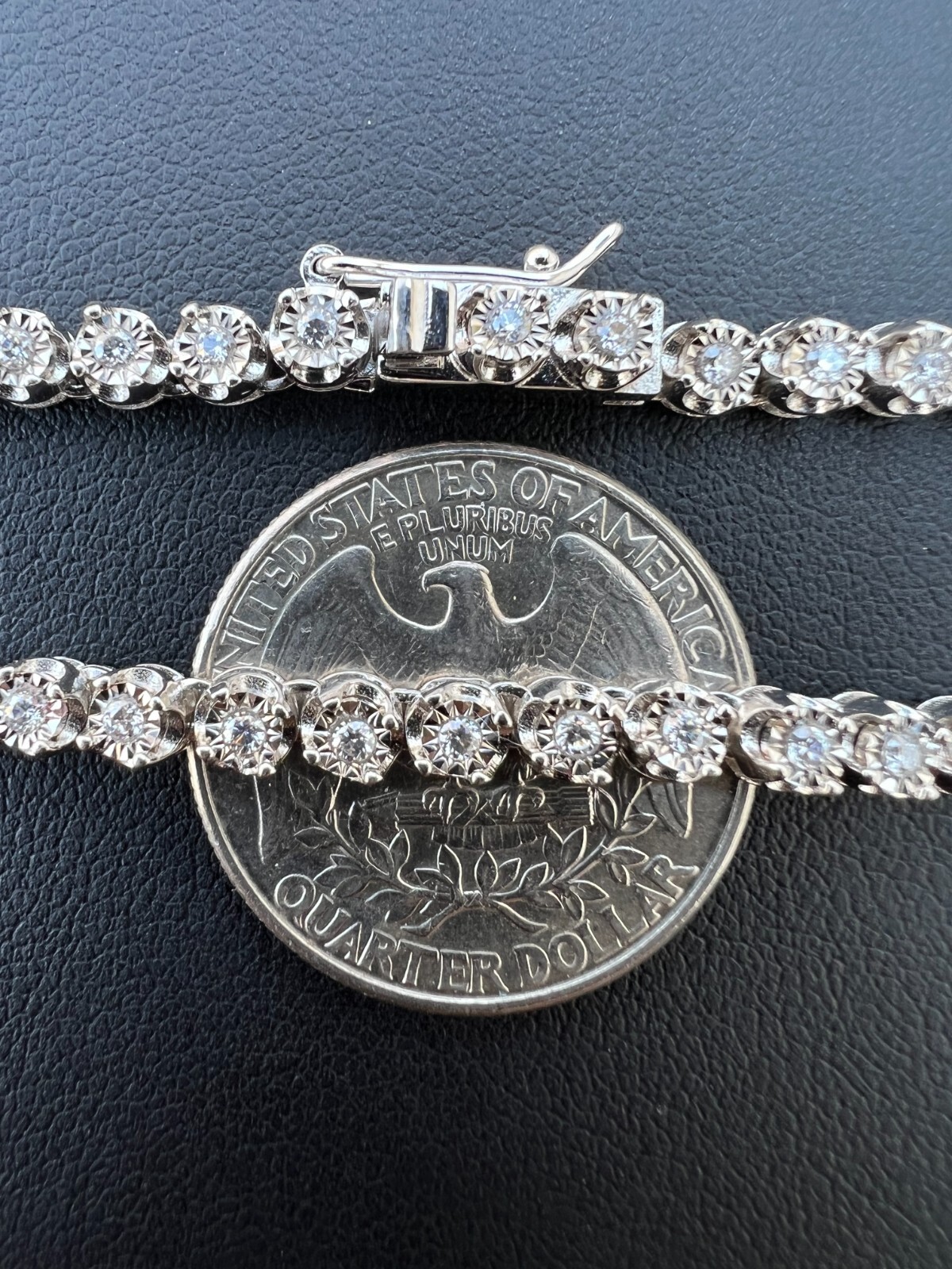 Pre-owned Harlembing 3mm Natural Vs D Diamond Illusion Set Tennis Chain Necklace In 925 Silver 2-3ct In White/colorless