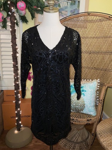 Pre-owned Lilly Pulitzer Leclair Dress Onyx Sequin Sea Swirl Mesh Size M,l,xl ❤️‍? In Black