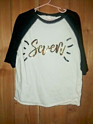 LAT Apparell Girls Black & White Top (SEVEN) Size Small (7/8)New