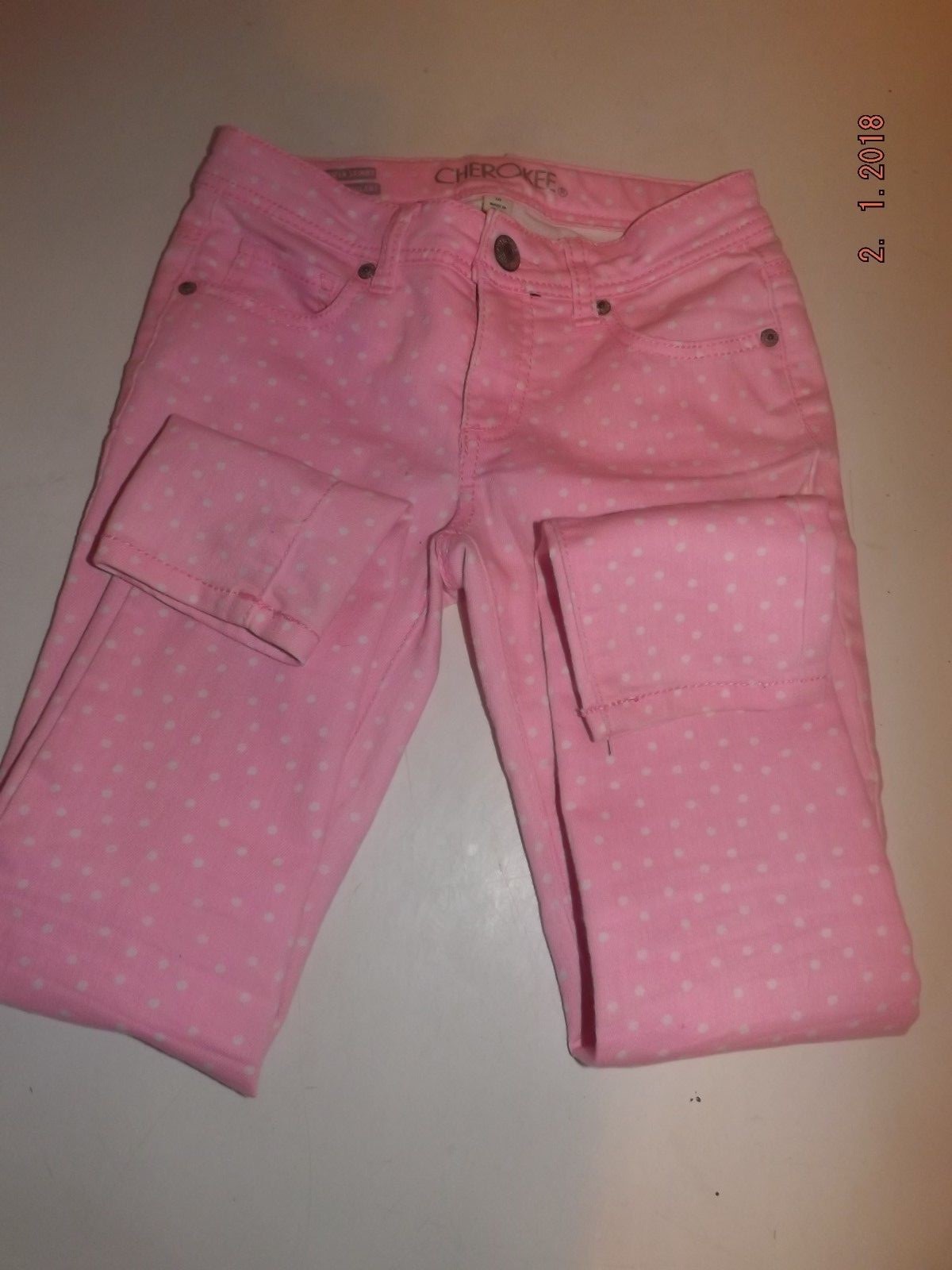 Cherokee girls pink POLKADOT  jeans size 10  super skinny