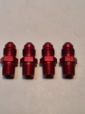 4AN to 1/8 NPT NITROUS OXIDE FITTINGS RED set of 4 