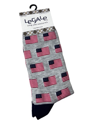 Legale American Flag Crew Sock Fits Men's Size 8-12 CRBMF21-06