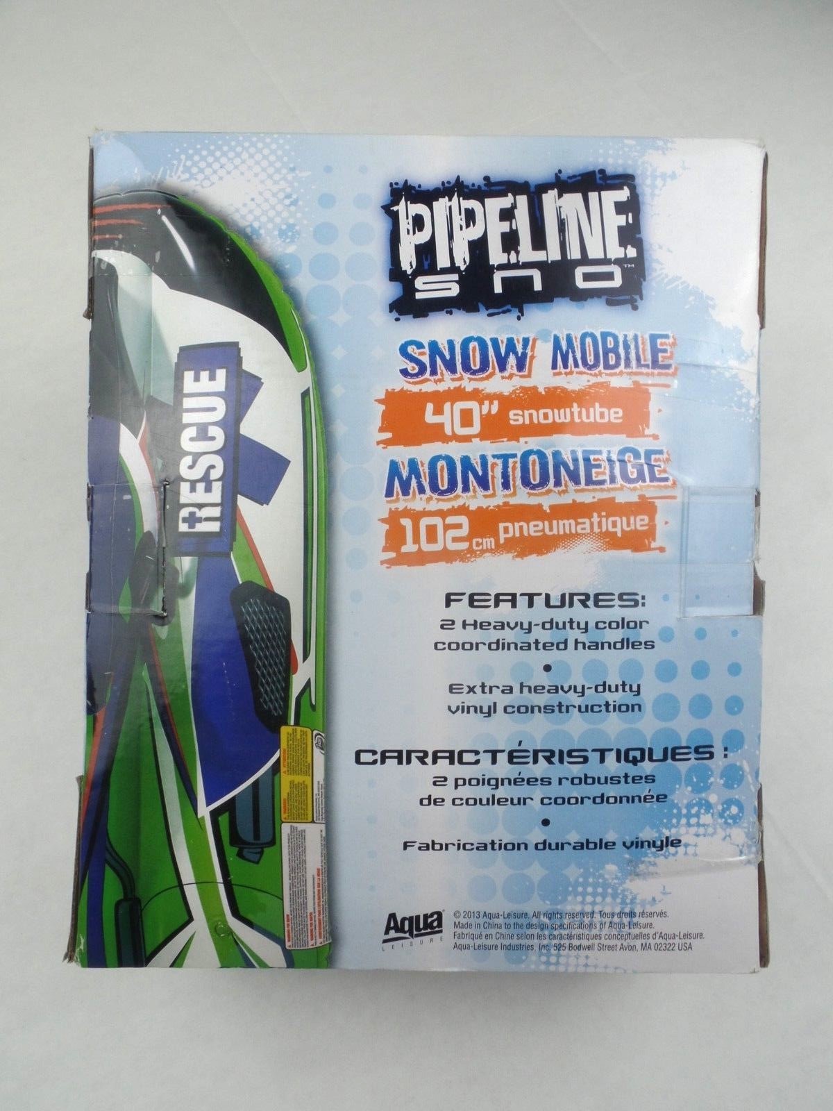 Aqua Leisure Pipeline Sno Snow Mobile Tube Green 40 inch