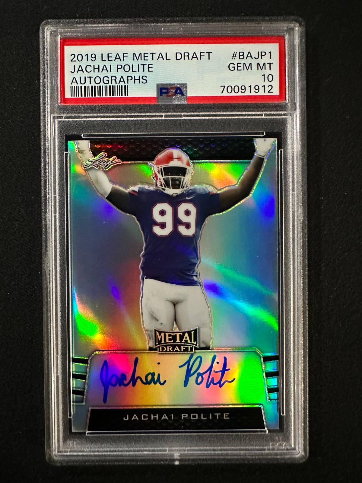 2019 Leaf Metal Draft #BAJP1 Jachai Polite - Autographs - PSA 10