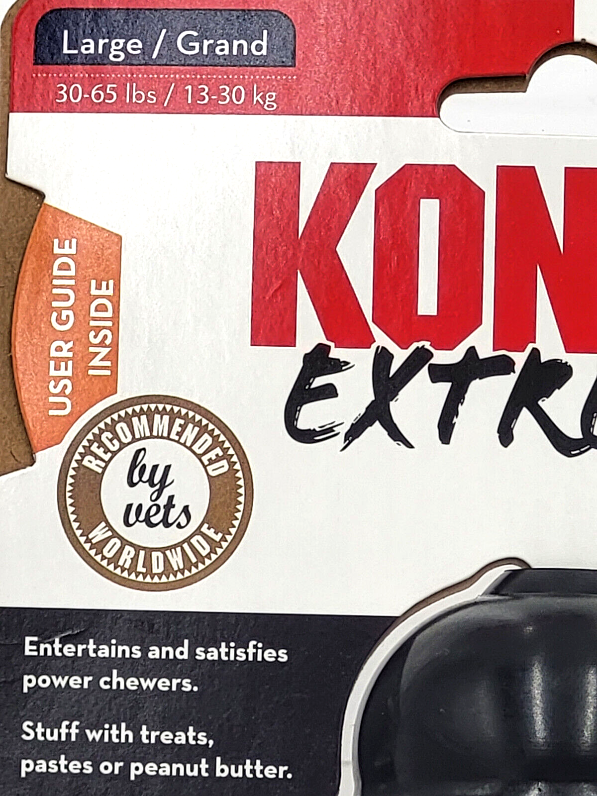 KONG Extreme LARGE Black Durable Rubber Treat Stuffable Fetch & Chew Dog Toy 4"