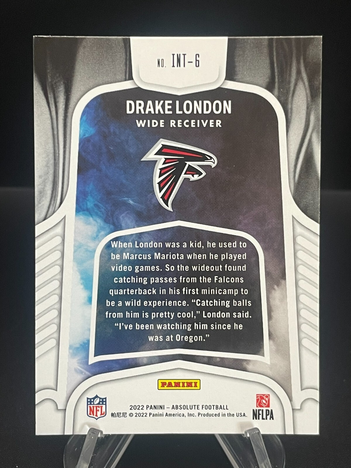 Additional photo 2 of 2022 Absolute - Drake London Rookie RC - Introductions - #INT-6 FALCONS MINT