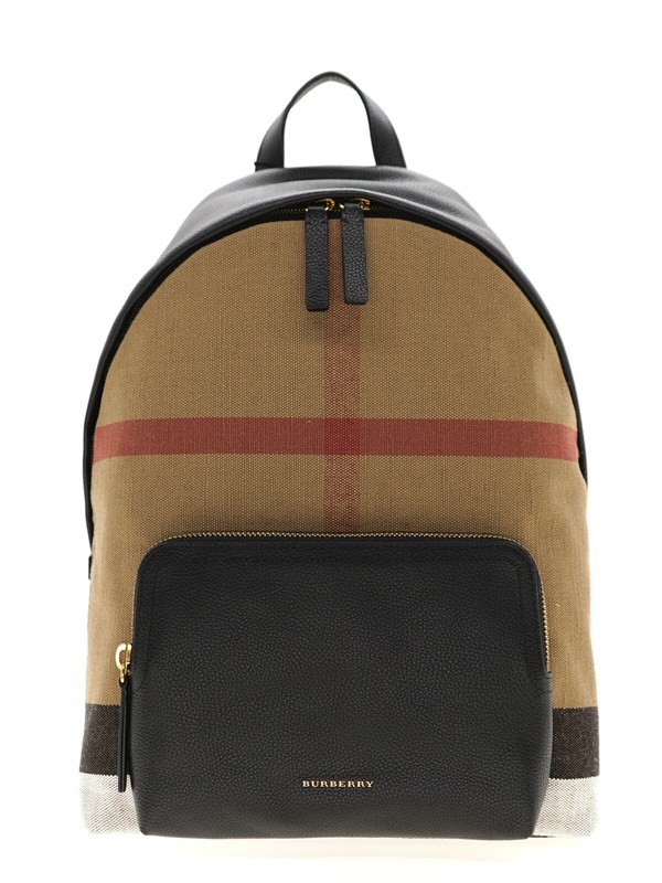 Burberry Abbeydale Backpack Large Check Canvas And Leather New