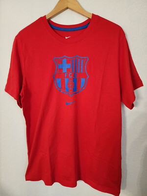 Nike FC Barcelona Club Team Core Crest T-Shirt Size Large Men's DJ1306 657 Nwt