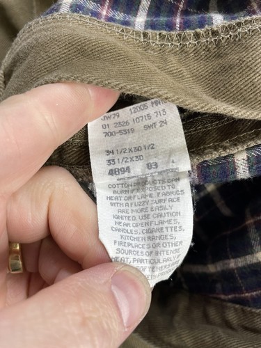 Vintage LL Bean Double L Natural Fit Flannel Lined Jeans Brown USA Men&rsquo;s 33x30