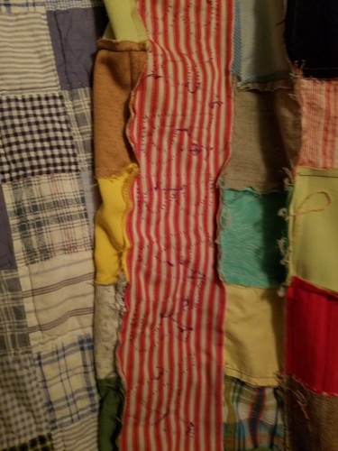 vintage Quilt top squares Barbara  knits cotton machine stitching d5