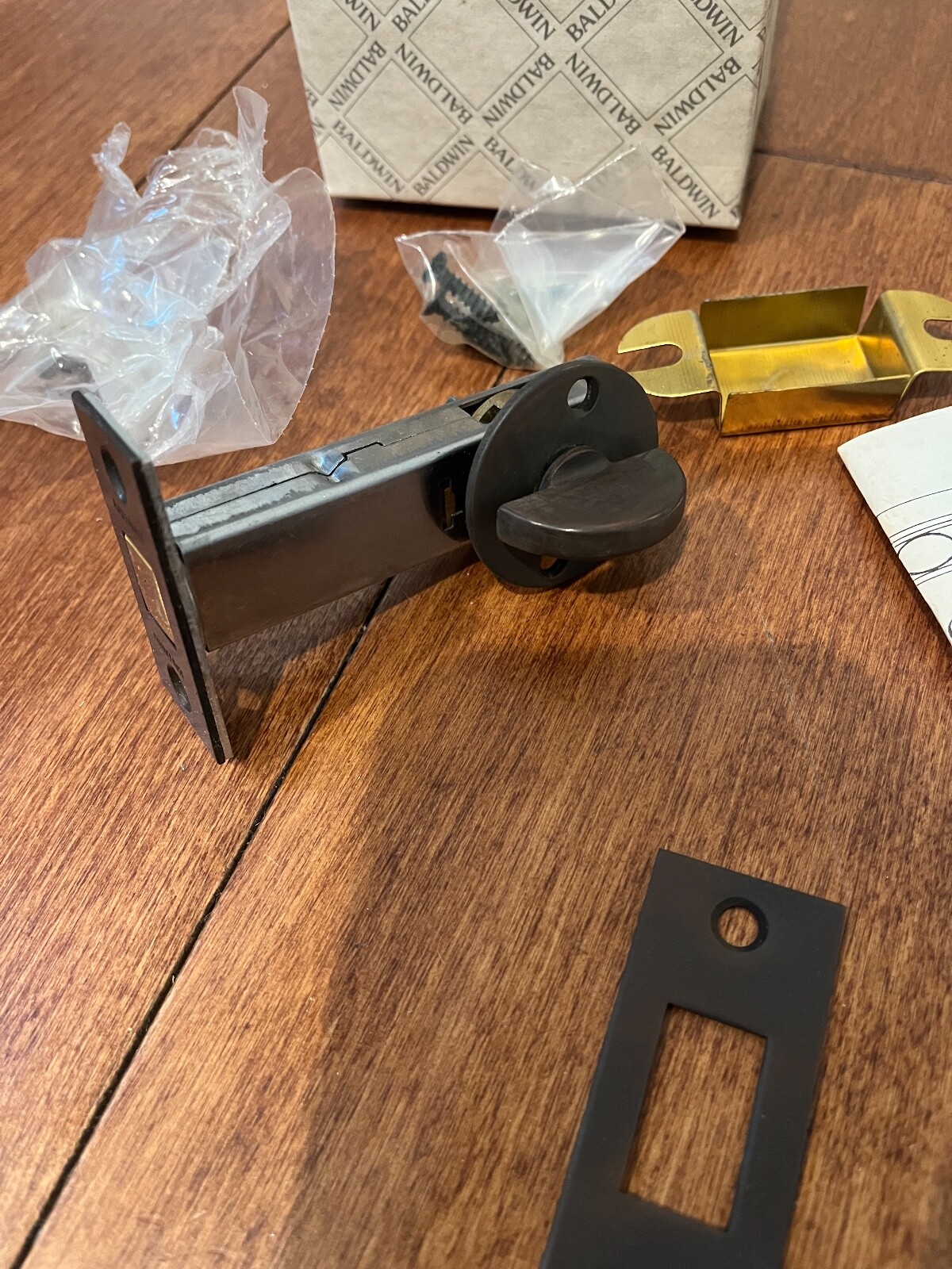 Baldwin Mortise Door Bolt kit w thumb turnpiece,Oil-Rubbed Bronze, USA made,NOS