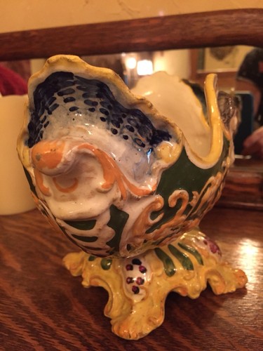 Antique Victorian Footed Bowl Depicts Womans Face On Sides
