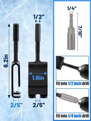 Ice Anchor Tool Kit with Drill Adapter and Threaded Peg Ice Fishing Tent Stakes