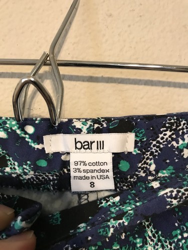 Bar 3, Blue W/pattern Size 8, 30”w X 26”i, Slash Front Pockets