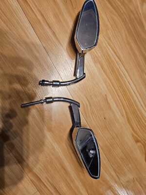 Chrome Grim Reaper Universal Custom Motorcycle Cruiser Mirrors - Free Adapters