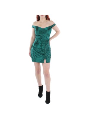 

CRYSTAL DOLLS Женское зеленое облегающее мини-платье с короткими рукавами и короткими рукавами для юниоров, Зеленый