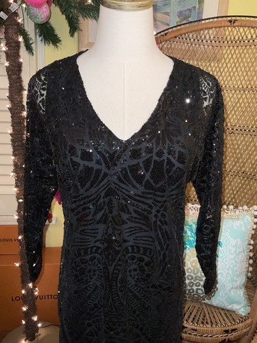 Pre-owned Lilly Pulitzer Leclair Dress Onyx Sequin Sea Swirl Mesh Size M,l,xl ❤️‍? In Black