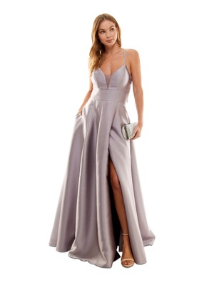 SPEECHLESS Womens Purple Spaghetti Strap Full-Length Fit + Flare Dress Juniors 1