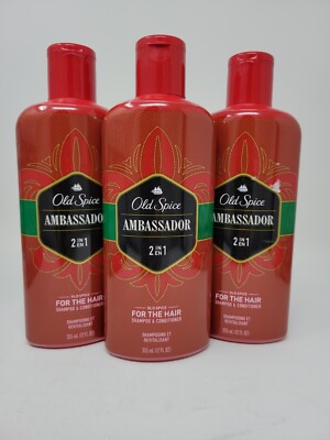 3x Old Spice Ambassador Men's 2-in-1 Shampoo and Conditioner 12oz b2