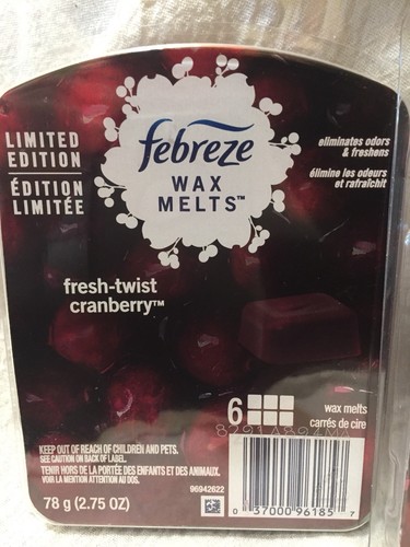 Febreze WAX MELTS Fresh Twist Cranberry 6 Cubes Lot 2 Packages Limited Edition