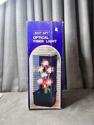 VTG Fiber Optic Color 5 Change Motion Flower Lamp Plays Music Box 1980s
