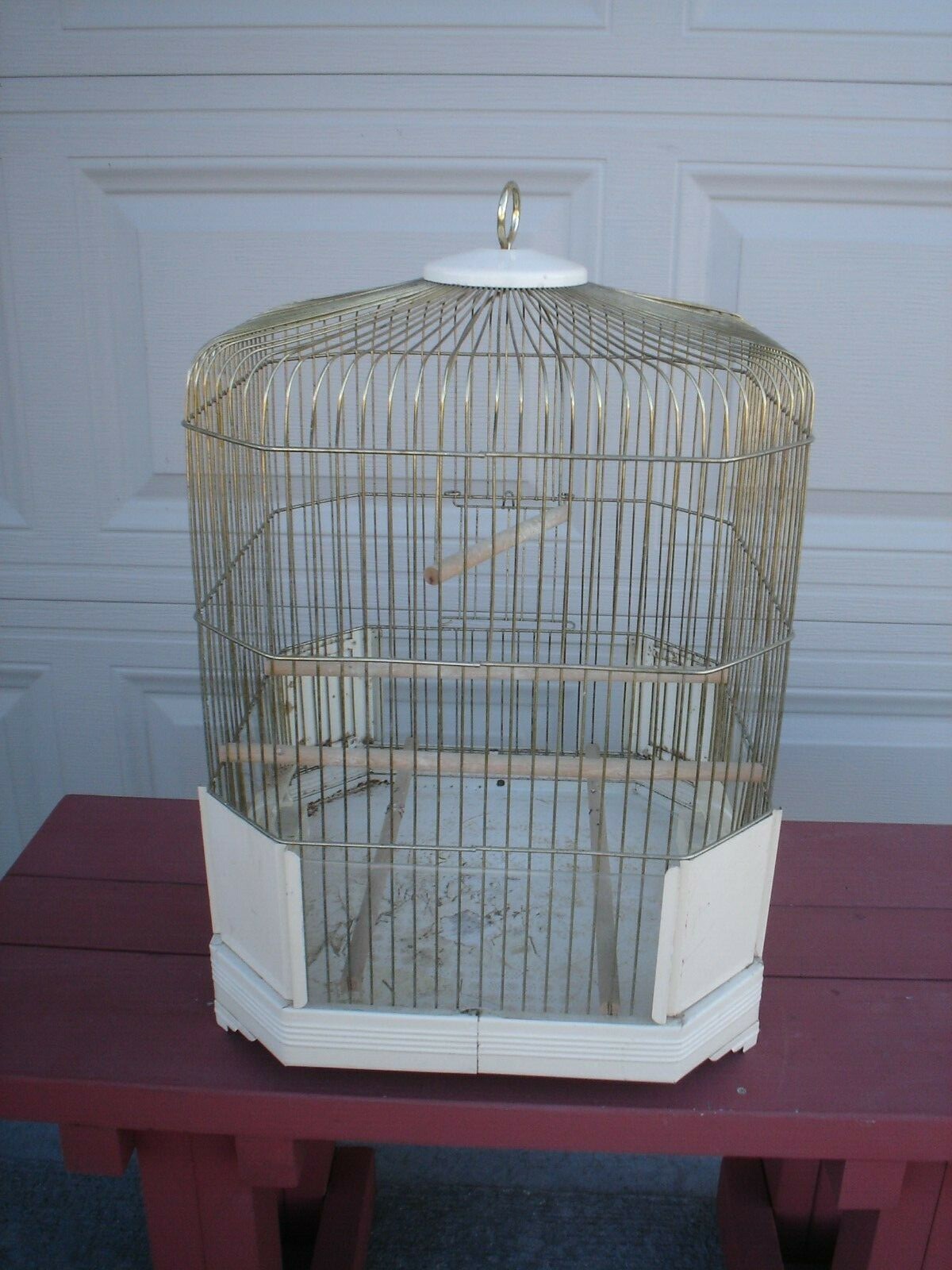 VINTAGE HENDRYX BRASS WIRE BIRD CAGE W/4 Glass Panels VGC FREE SHIPPING