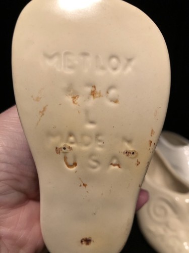 Cream Vintage Ivory Planters  Shoes Boot Booties Baby Slippers USA POTTERY Lot