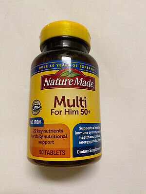 Nature Made Multi for Him 50+ No Iron ( 90 tablets ) 22 key Nutrients for daily