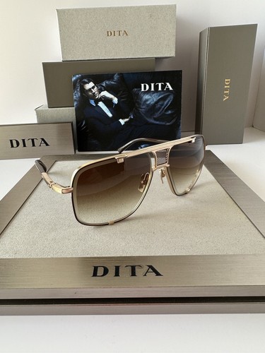 Pre-owned Dita Mach-five Drx-2087-i Gld Brn Brushed White Gold-brown Gradient Sunglasses