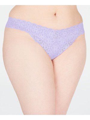 JENNI Intimates Purple Floral Thong Underwear Plus ONE SIZE