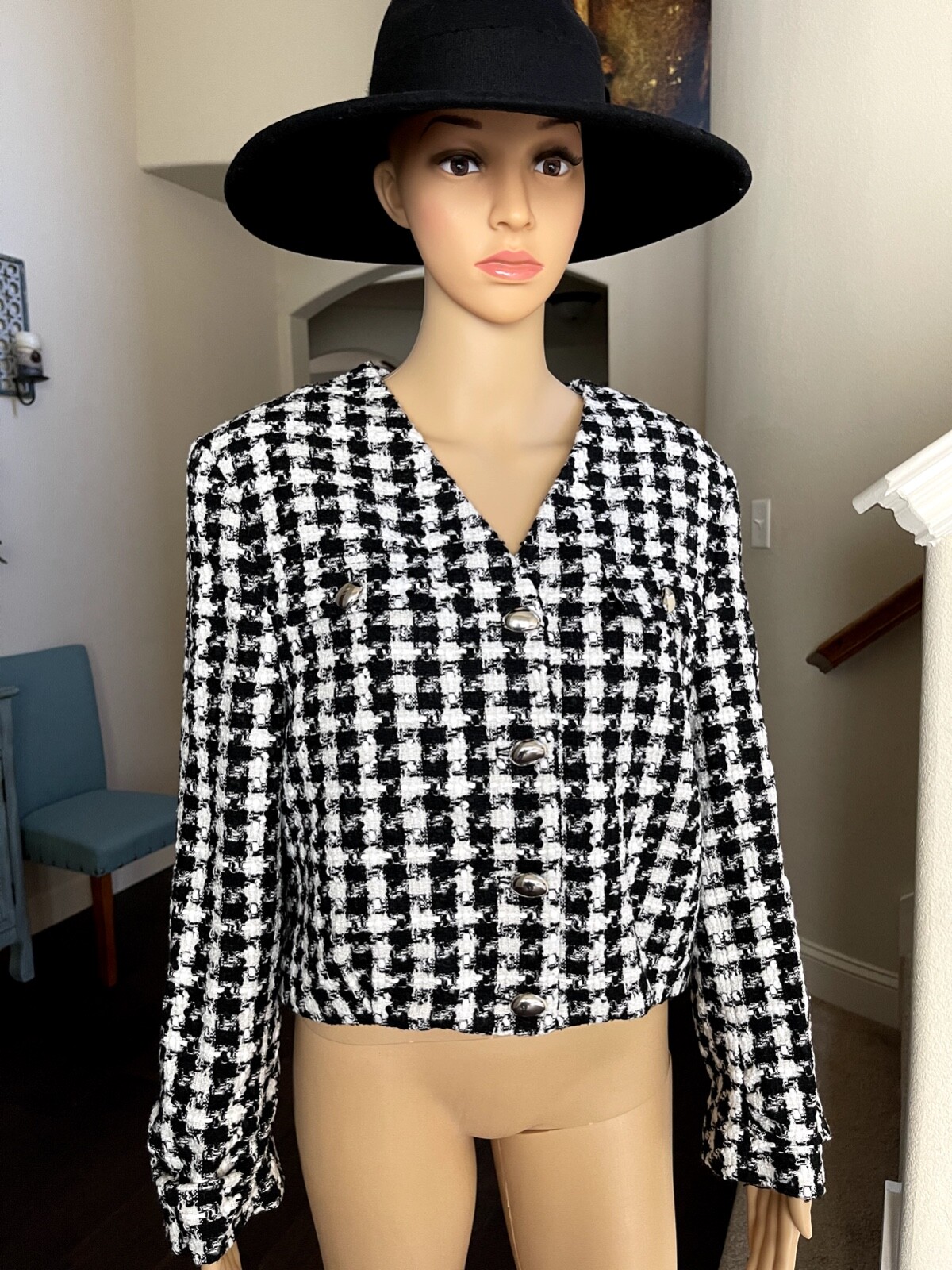 ZARA 白黒チェック ビジネスジャケット ZARA 白黒チェック ビジネスジャケット ZARA NWT CHECKERED