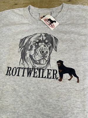 Vintage GR8 Dogs T-Shirt Embroidered Rottweiler Dog Canine   Size XL - NEW