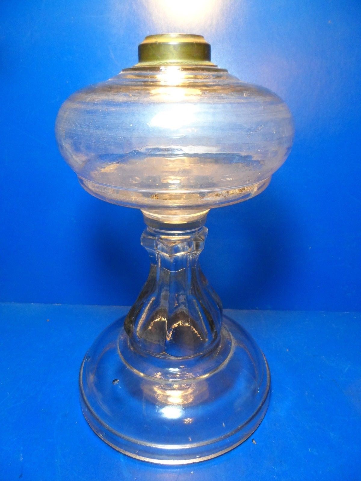 Antique Kerosene Oil Lamp 1800'S Clear Pressed Glass NICE BUBBLES