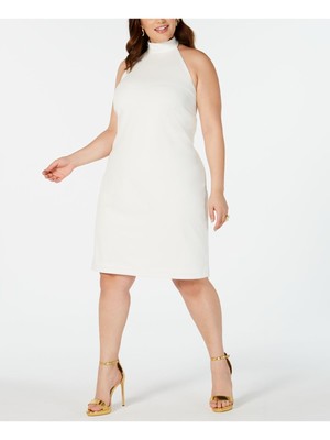 TEEZE ME Womens White Sleeveless Knee Length Cocktail Sheath Dress 24\25