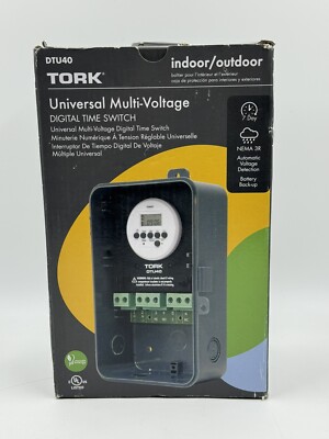 Tork DTU40 Universal Multi-Voltage Digital Time Switch Gray Open Box