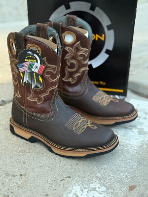 MEN'S CRAZY MOKA SQUARE TOE WORK BOOTS COWBOY SOFT TOE PULL ON BOTAS DE TRABAJO