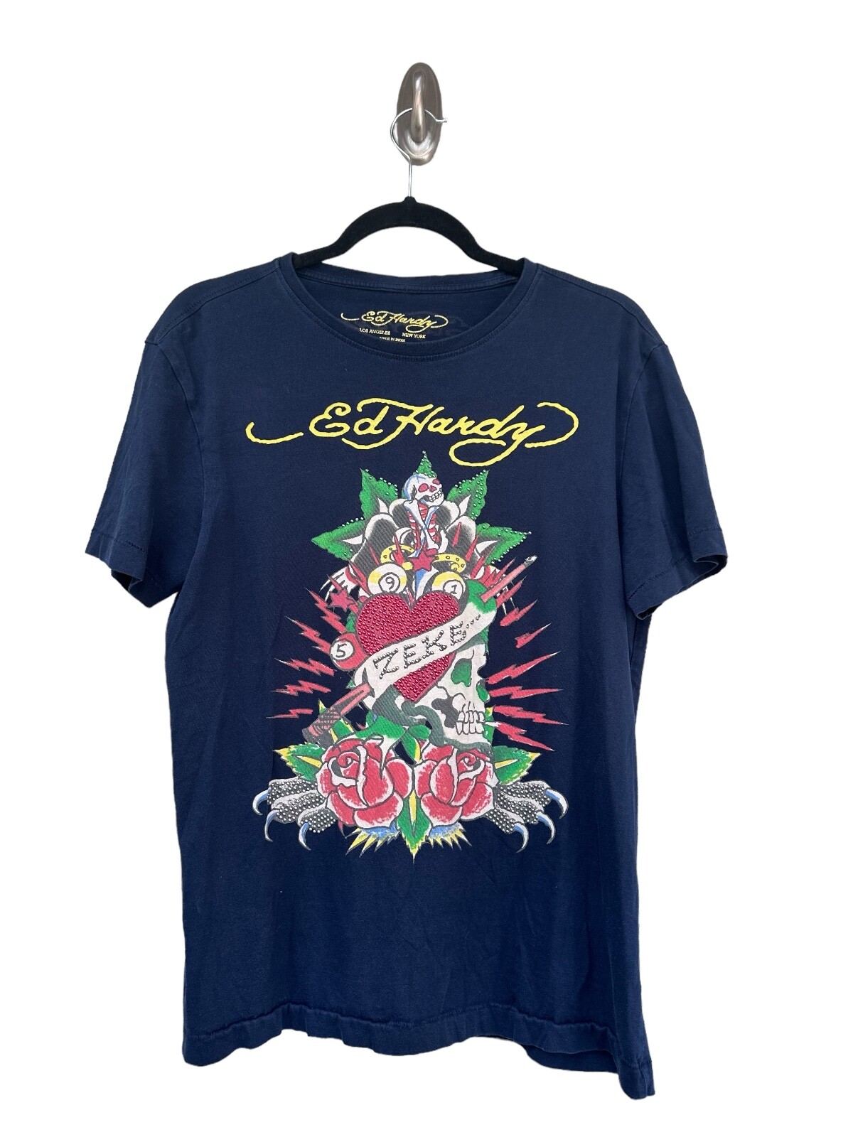 Vintage Y2K Ed Hardy Mens Rhinestone Embellished Shirt Size