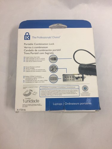 NEW Kensington Portable Combination Cable Lock