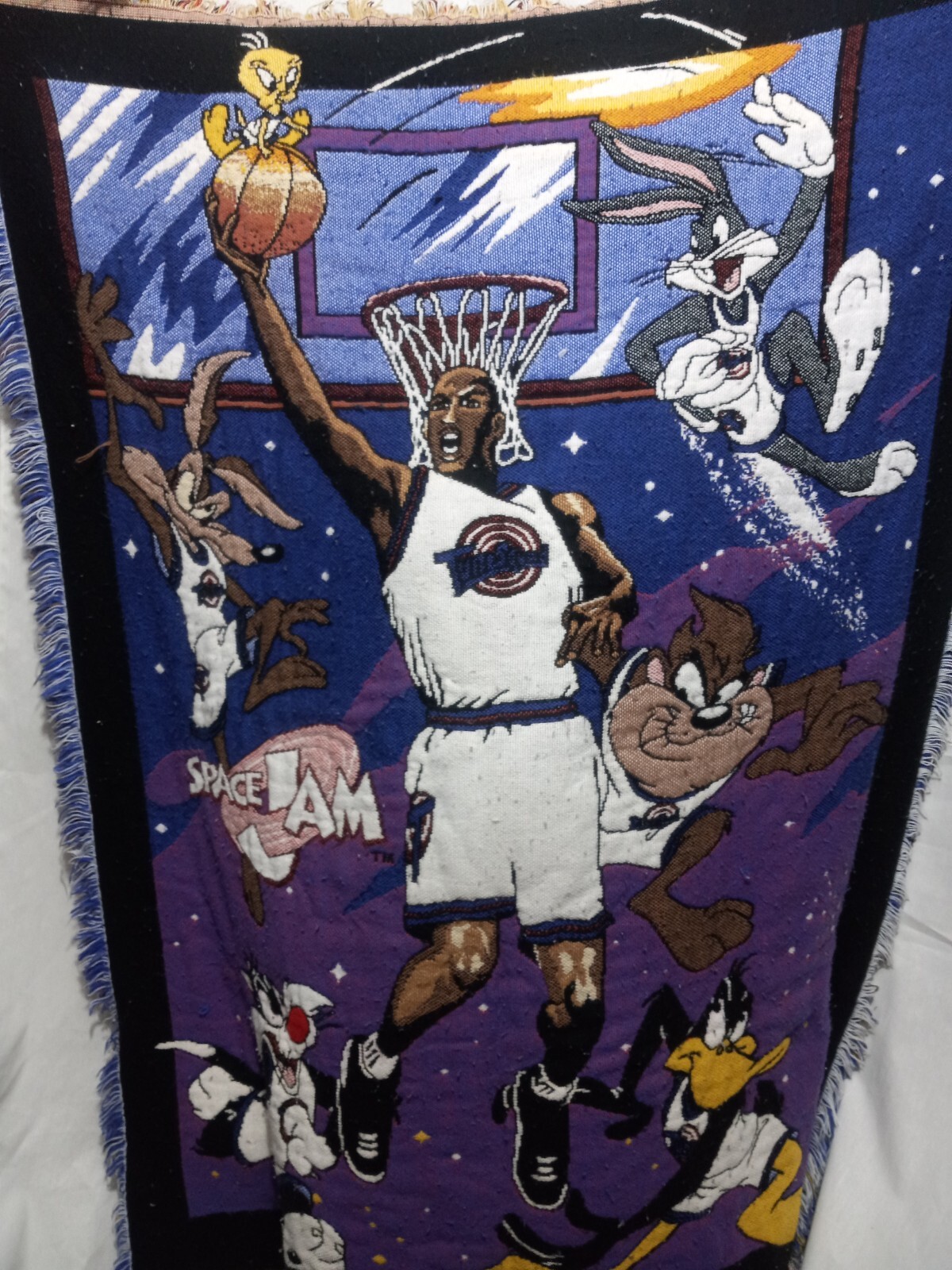 96年「スペースジャム」「Space Jam」マイケルジョーダン シーツ カバー Vintage 1996 Original Space Jam Blanket Throw Michael Jordan