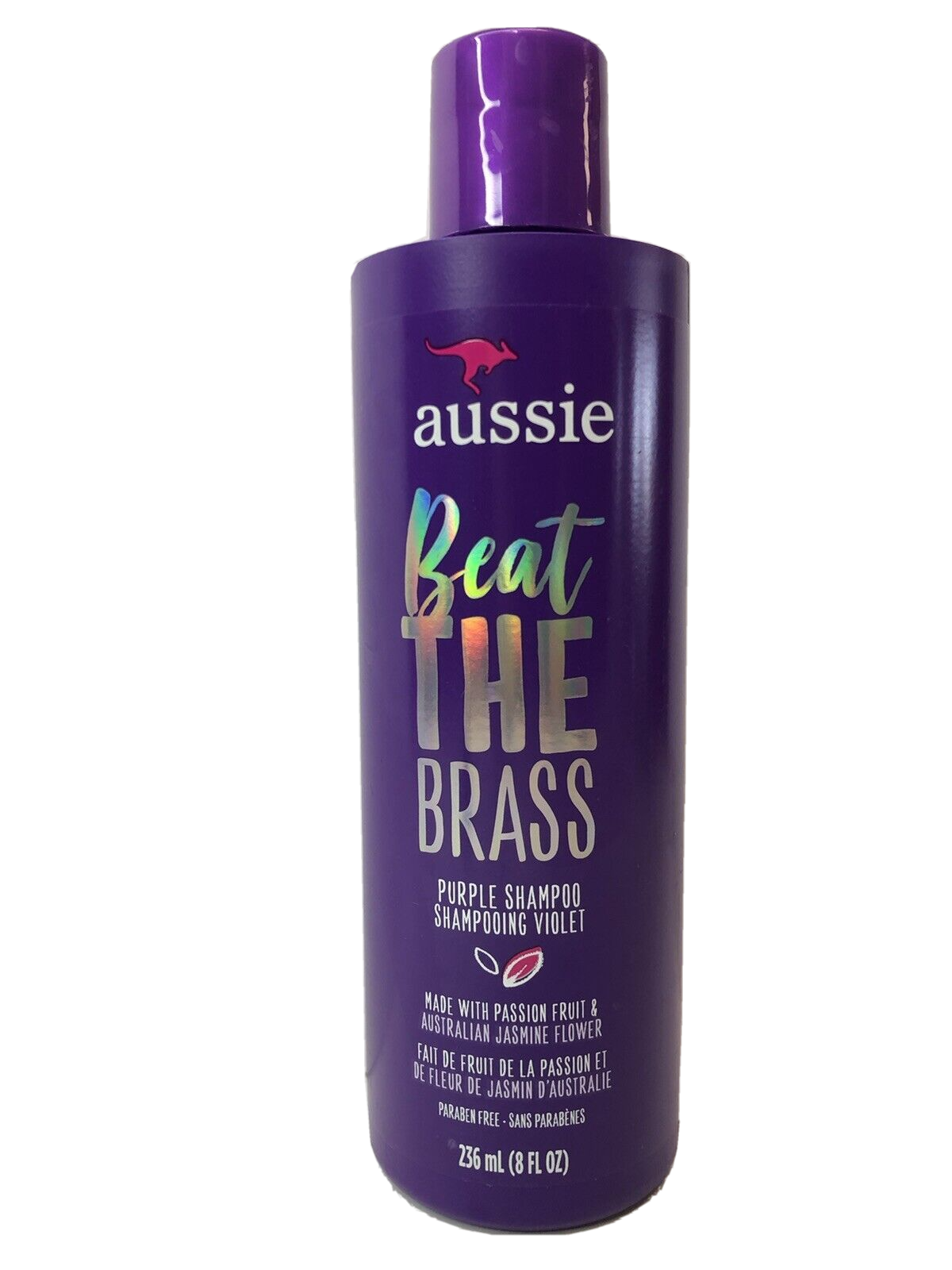 Aussie Beat the Brass Hair Shampoo Purple Paraben Free Passion Fruit 8 Oz.