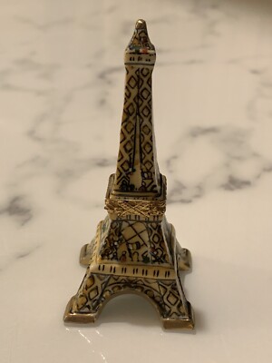 Iconic Eiffel Tower Limoges France Deco  peint main