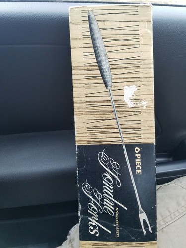 VIntage Retro Fondue Forks 6 Piece Boxed Set Stainless Steel made in Japan