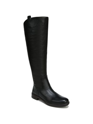 

FRANCO SARTO Женские сапоги для верховой езды с черным задником и широкой икрой Meyer Almond Leather Riding Boot, Черный, H4591L2